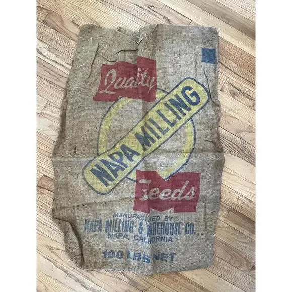 Vintage Napa Milling Feeds Burlap Sacks - Quality Grains - Set of 4 - Picture 1 of 4